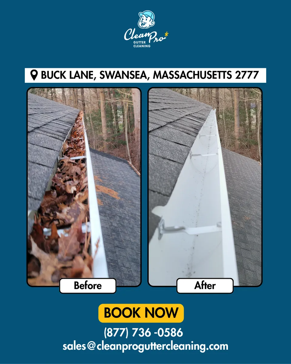 Before and after gutter cleaning in Woodbridge, CT
