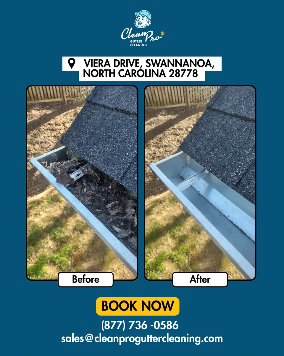 Before and after gutter cleaning in Harvard, MA
