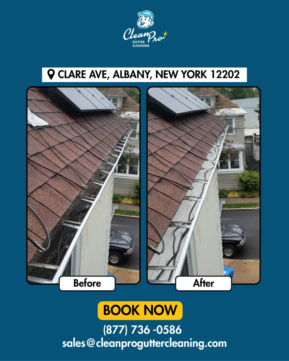 Before and after gutter cleaning in Milford, OH